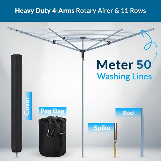 50M Rotary Airer Dryer Cover Metal Spike