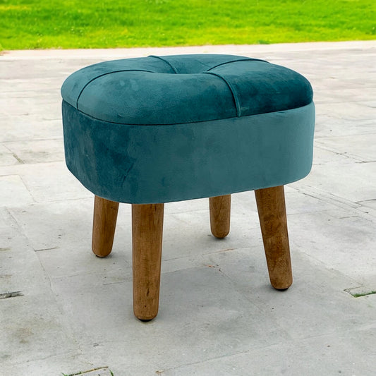 BLUE WOODEN STOOL