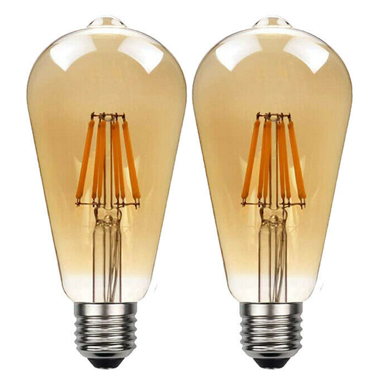 2Pack E27 LED Edison Dimmable Vintage Amber Glass Warm white 2700K Light Bulb