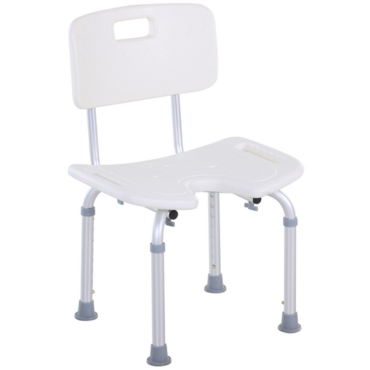 Adjustable Aluminum Shower Bath Stool Spa Chair Non-Slip Feet, Handle