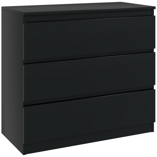 Chest of Drawers, 3 Drawer Storage Cabinet Unit for Bedroom, Black