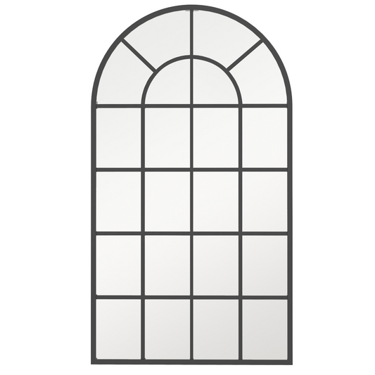 Modern Arch Window Wall Mirror for Living Room Bedroom, 110x62cm, Black