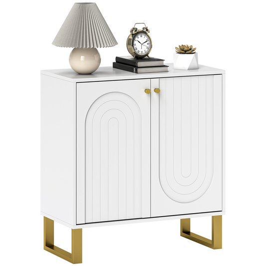 Sideboard with Adjustable Shelves & Doors for Living Room, White