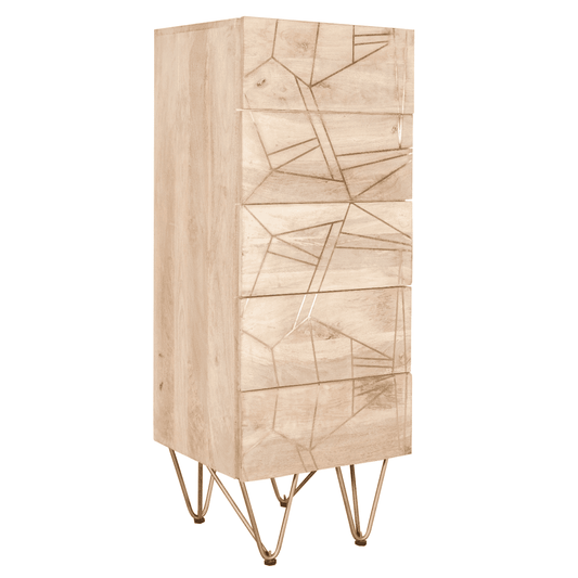 Light Gold Tall Chest Of Drawers