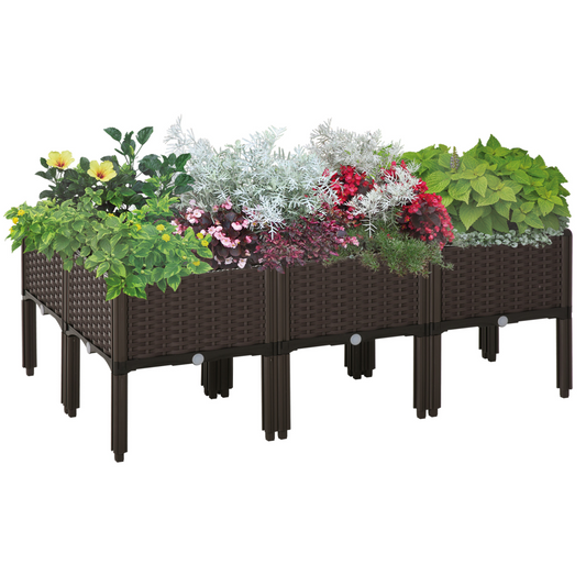 6-pcs Raised Flower Bed Stackable Vegetable Herb Box with Drainage Holes