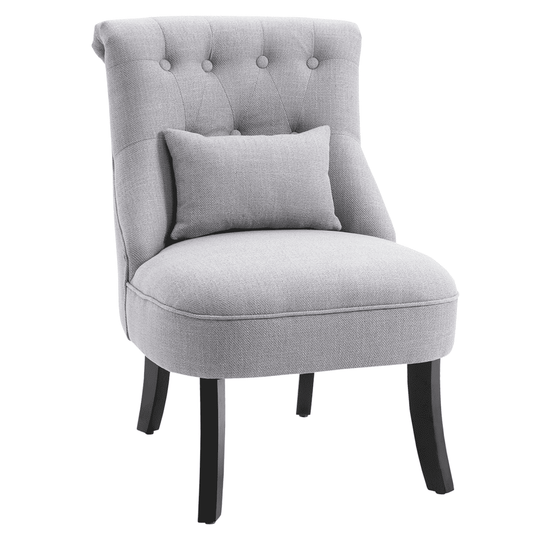Fabric Single Sofa Dining Chair Upholstered W/ Pillow Solid Wood Leg Living Room