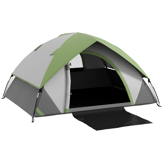 Outsunny 2 Man Camping Tent with Sewn-in Groundsheet, 3000mm Waterproof, Green