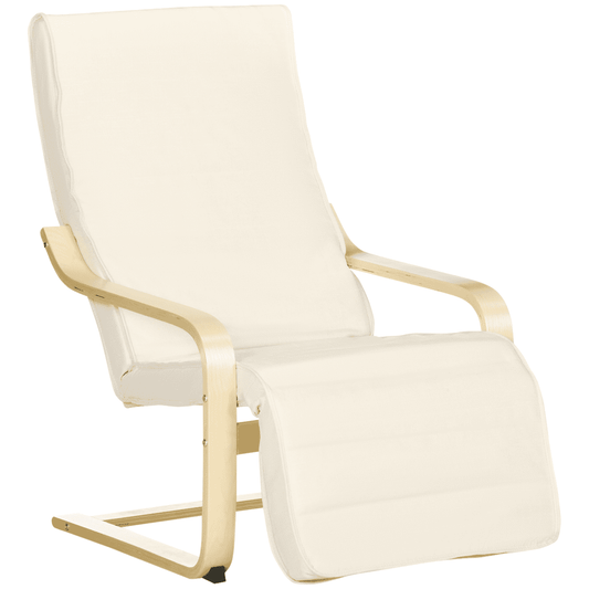 Lounge Chair Recliner Adjustable Footrest Home Cream White