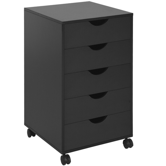 Mobile Vertical Filing Cabinet with 5 Drawers for Home Office, Black