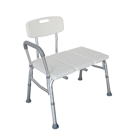 Medical Bathroom Safety Shower Tub Aluminium Alloy Bath Chair Transfer Bench with Wide Seat & Padded Handle White