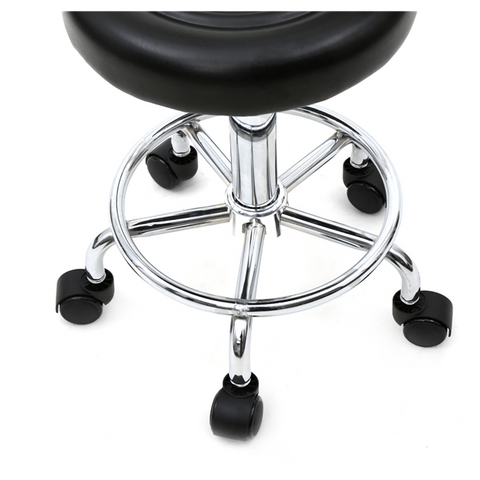 Round Shape Adjustable Salon Stool with Back and Line Black