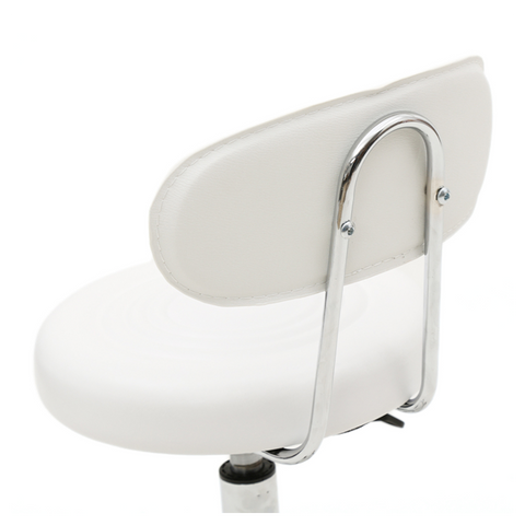Round Shape Adjustable Salon Stool with Back and Line White