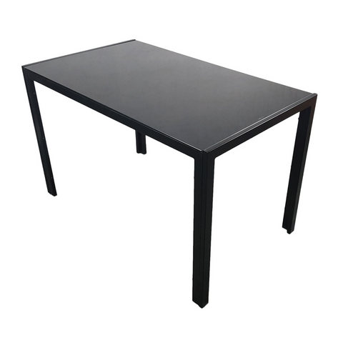 Simple Assembled Tempered Glass & Iron Dinner Table Black(Replacement code: 13028197-55761004)