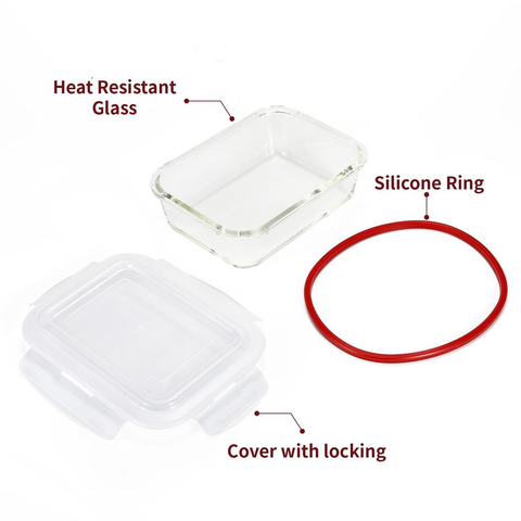 Glass Food Storage 10-Pack Containers Rectangle Food Meal Prep Lunch Boxes with Lids Airtight Heat Resistant Leakproof Lid BPA-Free Dishwasher Microwave Oven Freezer Safe