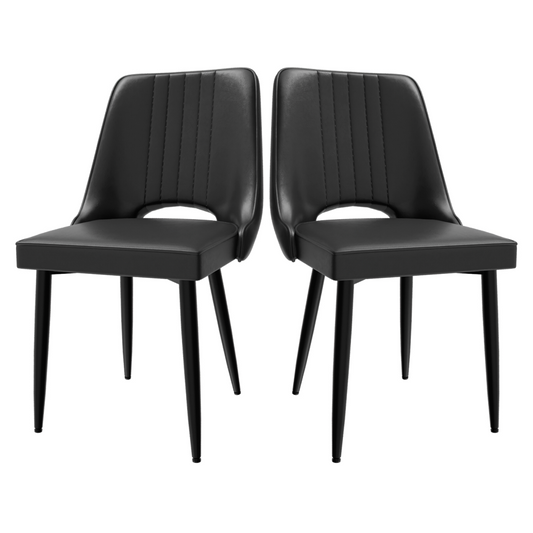 Dining Chairs with Cut-Out Backrest, Modern Kitchen Chair, Scandinavian Faux Leather Chair with High Back for Living Room Kitchen