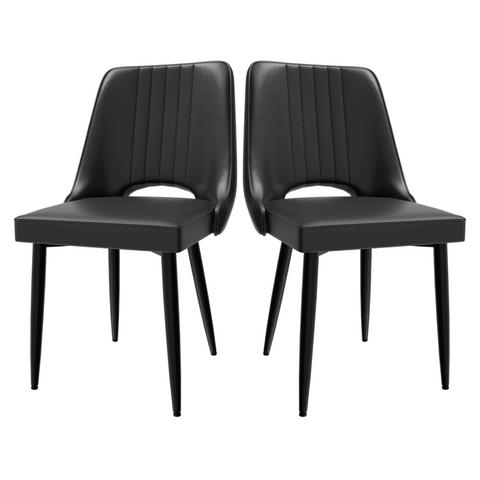 Dining Chairs with Cut-Out Backrest, Modern Kitchen Chair, Scandinavian Faux Leather Chair with High Back for Living Room Kitchen