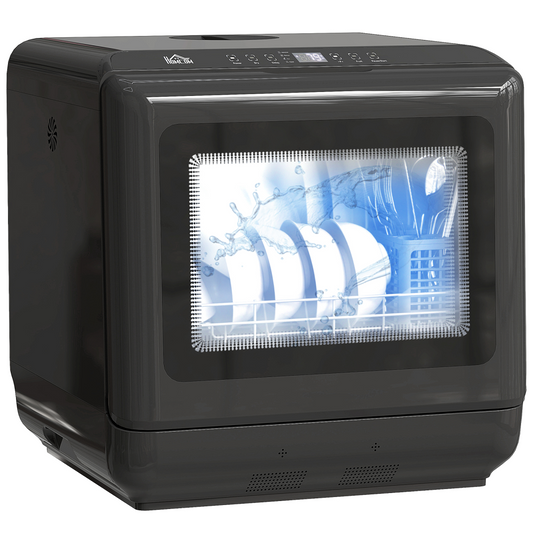Countertop Dishwasher with Dual Water Supply and 6 Programs, Black