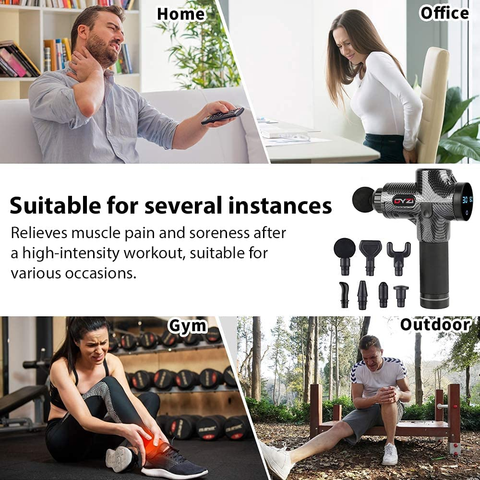 Handheld Massage Gun, Percussion Deep Tissue Muscle Body Massager 6 Heads by Dyzi