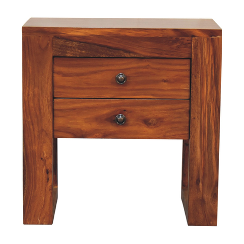 Artisan Furniture Solid Wood U-Square Honey Bedside, Brown, 2 Drawers