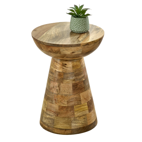 Solid Wood Round Side Table Mushroom Style, Elegant And Versatile