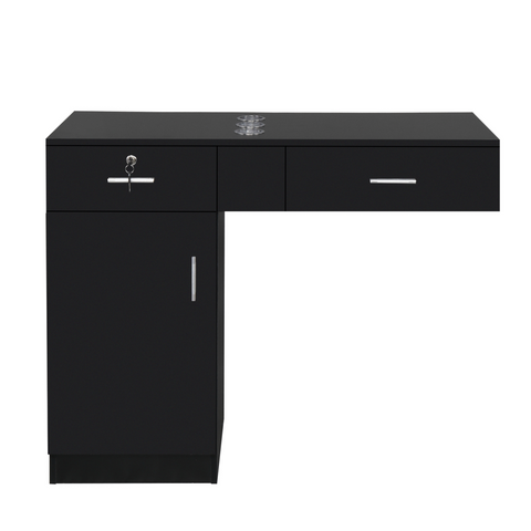 15 PCT E0 Particleboard Pitted Surface 2 Drawers 1 Lock 1 Door 3 Hair Dryer Salon Cabinet Black【Same code 63082170】