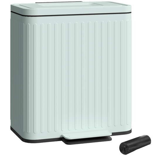 2 x 20L Double Rubbish Bin, Pedal Bin with Soft-Close Lid, Green