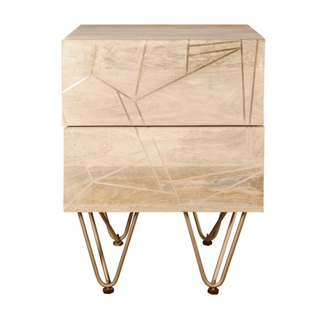 Light Gold 2 Drawer Side Table