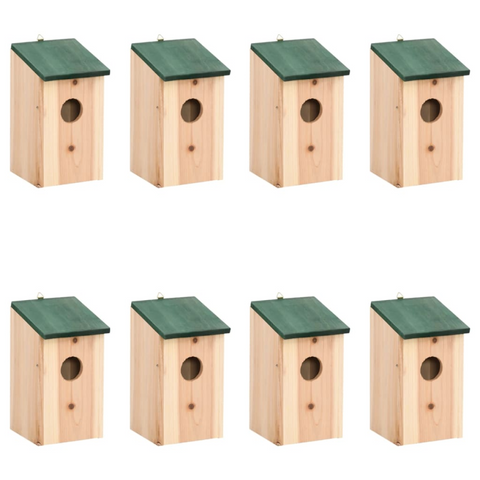 Bird Houses 8 pcs Wood 12x12x22 cm