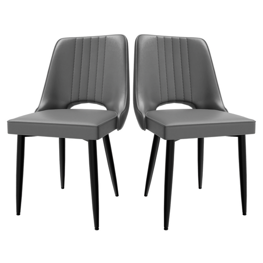 Dining Chairs with Cut-Out Backrest, Modern Kitchen Chair, Scandinavian Faux Leather Chair with High Back for Living Room Kitchen