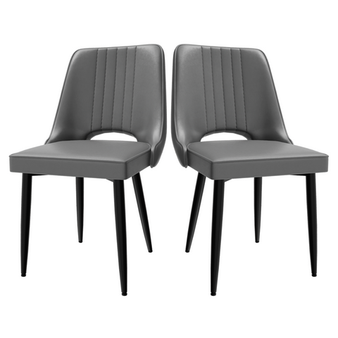 Dining Chairs with Cut-Out Backrest, Modern Kitchen Chair, Scandinavian Faux Leather Chair with High Back for Living Room Kitchen