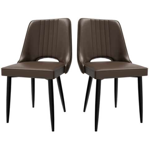 Dining Chairs with Cut-Out Backrest, Modern Kitchen Chair, Scandinavian Faux Leather Chair with High Back for Living Room Kitchen