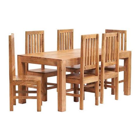 Toko Light Mango 6Ft Dining Set With Wooden Chairs