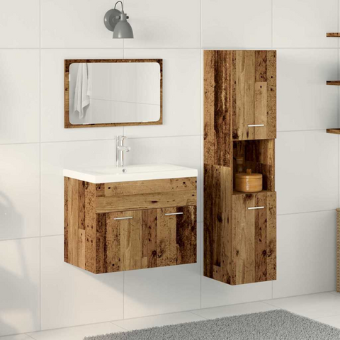 Bathroom Furniture Set with Shelf 4 pcs Brown Engineered Wood
