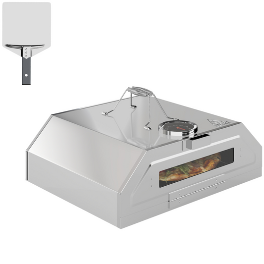Outdoor BBQ Pizza Oven with Thermometer for Gas/Charcoal BBQ Grills