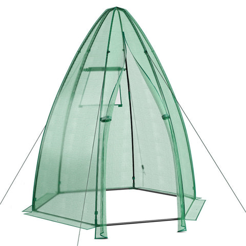 Hexagonal Mini Greenhouse with Zipper Door & Roll-Up Window, PE Cover Outdoor Plant House