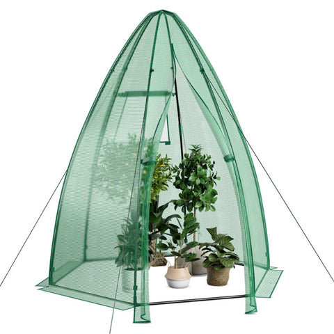 Hexagonal Mini Greenhouse with Zipper Door & Roll-Up Window, PE Cover Outdoor Plant House