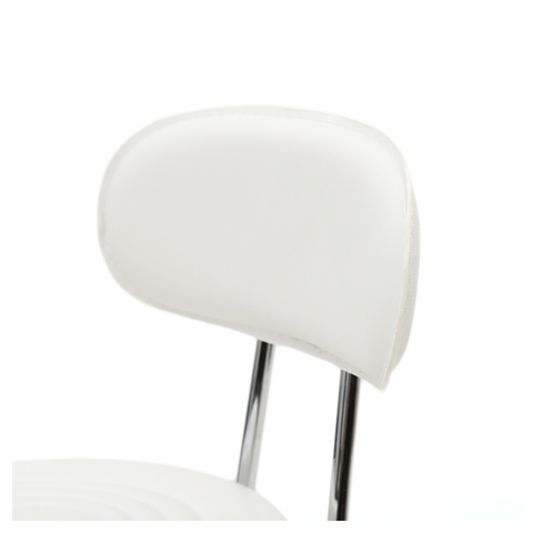 Round Shape Adjustable Salon Stool with Back and Line White