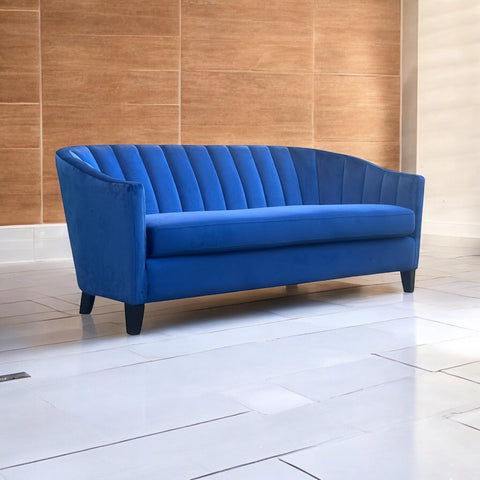 189CM 3 SEATER BLUE VELVET SOFA