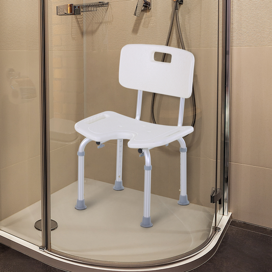Adjustable Aluminum Shower Bath Stool Spa Chair Non-Slip Feet, Handle