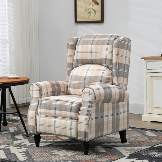 Recliner Chair for Living Room Wingback Chair with Padded Armrest Khaki