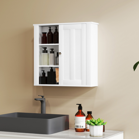 Modern Wall Mounted Bathroom Cabinet with Adjustable Shelves, White