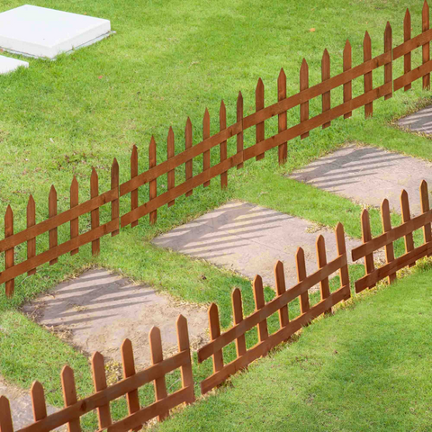 12-Pack Wooden Border Fences - Garden Fixed Picket Fence Set