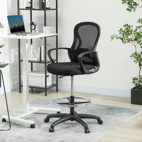 Vinsetto Mesh Office Chair with Lumbar Support, Adjustable Height, Black