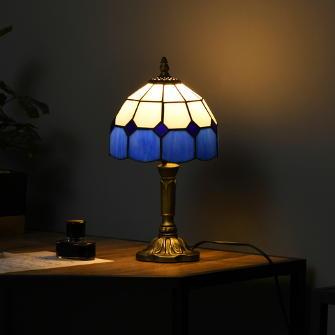 Antique Table Lamp, for Bedroom Bedside, Bulb not Included, Blue