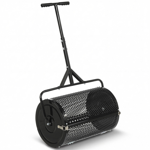 24" Lawn Topdressing Spreader with 0.75"×0.5" Mesh, Compost Spreader for Soil Sand Fertilizer Black