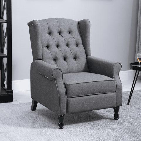 Recliner Armchair for Living Room Fabric Reclining Chair w/ Footrest Light Grey