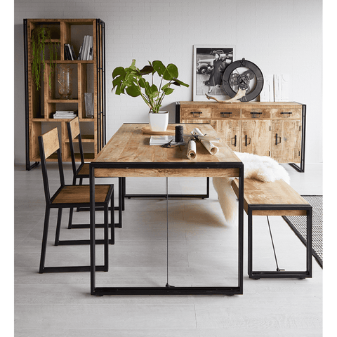 Cosmo Industrial Metal & Wood Dining Table - Medium