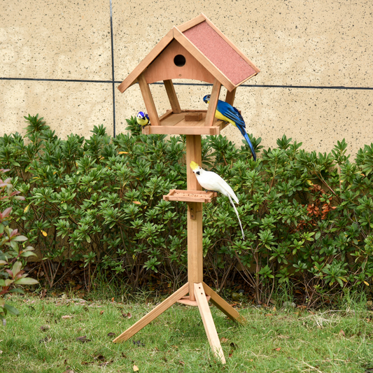 Wooden Bird Feeder Stand for Garden Pre-cut Weather Resistant 49 x 45 x 139cm