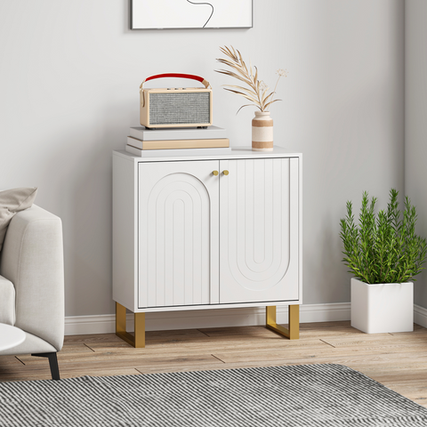Sideboard with Adjustable Shelves & Doors for Living Room, White