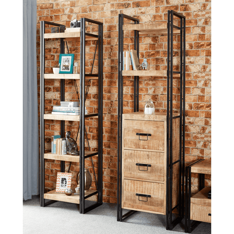 Cosmo Industrial Slim Open Bookcase